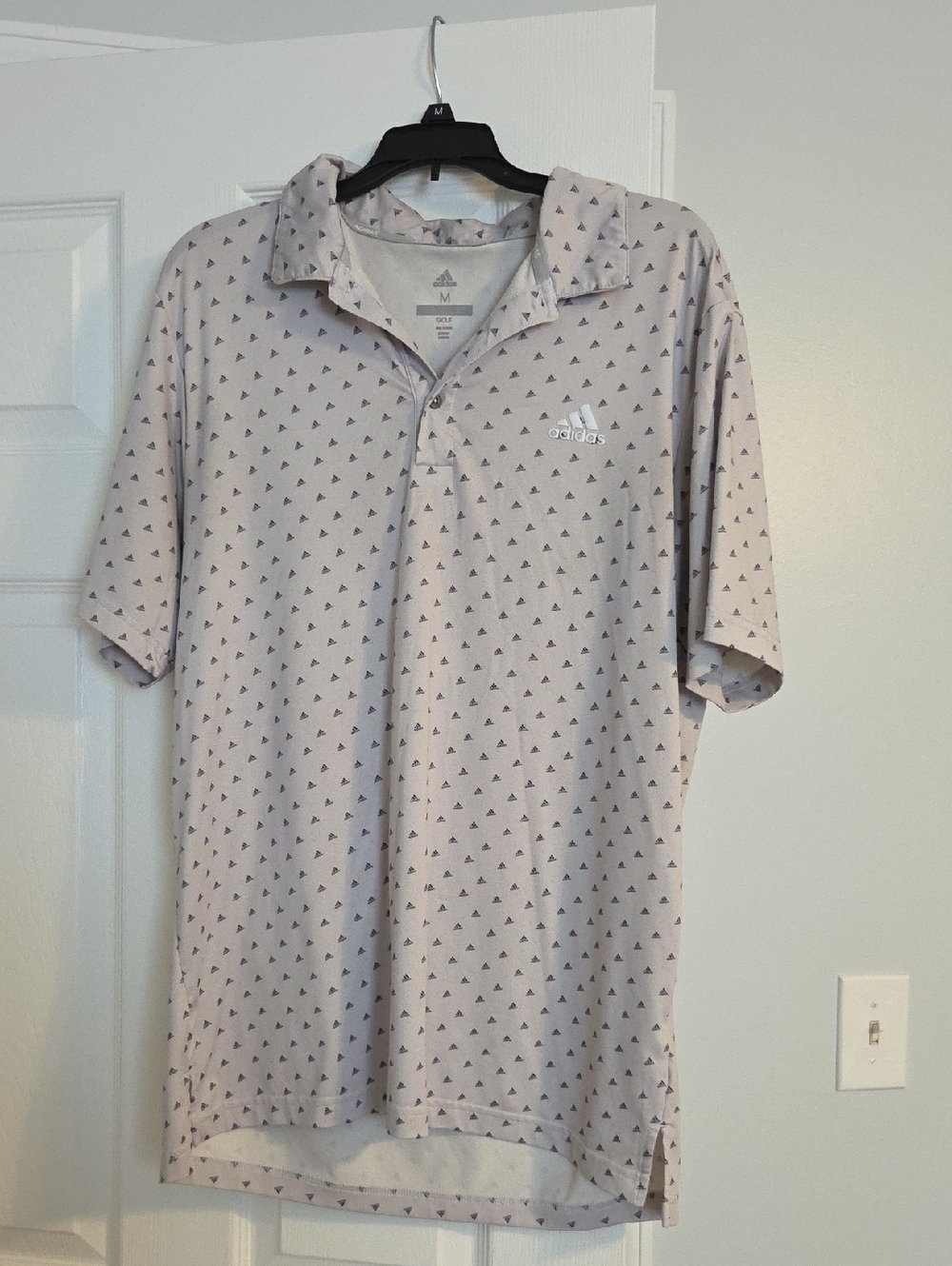 adidas Men’s Light Gray Polo with Micro Logo Print